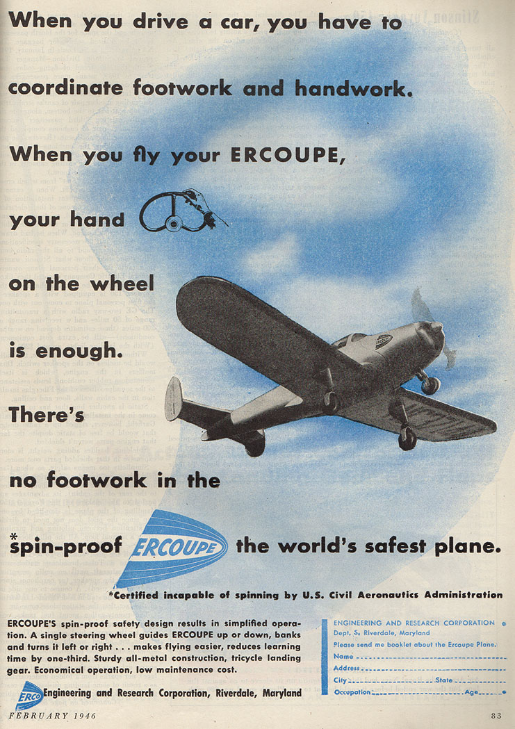 A 1946 ad for an Ercoupe