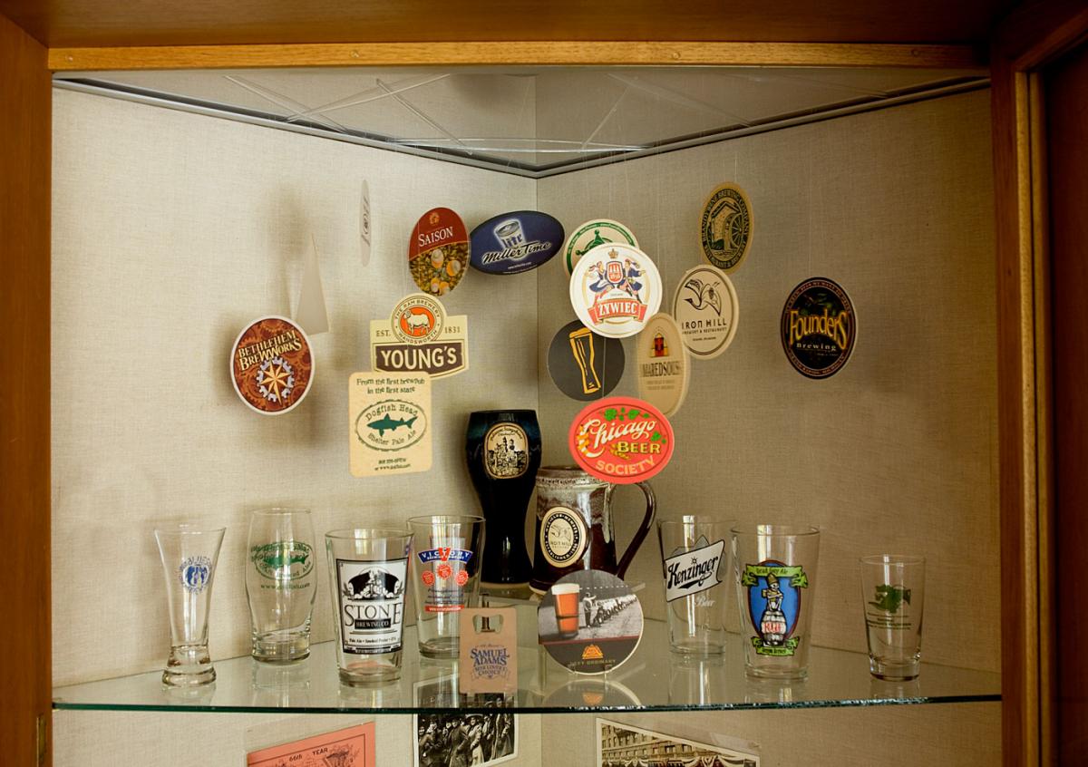 Local beer glasses and logos