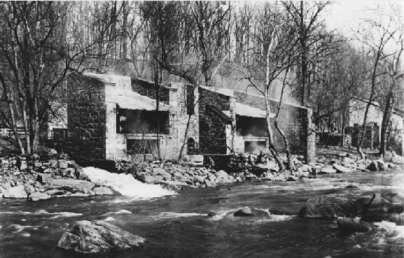Powder yard buildings facing the water