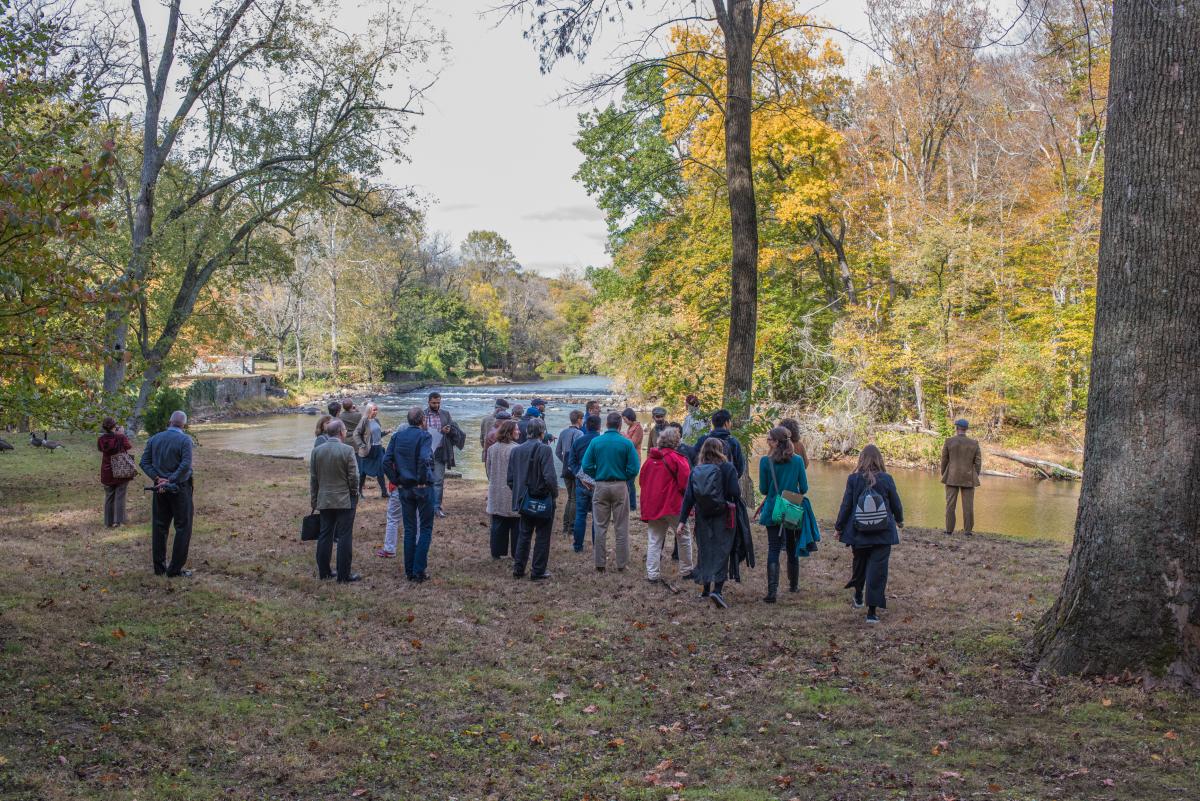 The group explores the upper powder yards along the Brandywine. Photo by Jackie Kane Photography