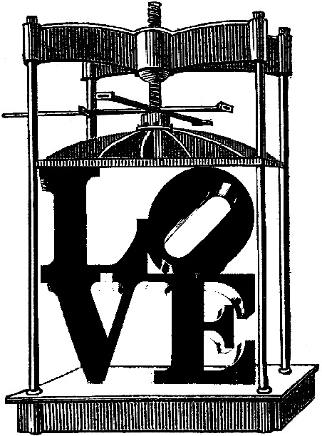 Logo of a press with the famous "LOVE" logo in the middle