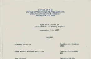 Advisory Committee for Trade Negotiations Task Force agenda 1985.jpg