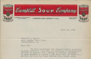 Campbell Soup Company accepts Penrose R. Hoopes professional services, 1935.jpg